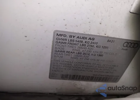 2021 Audi Q5 Prestige 45 Tfsi Quattro S Tronic из США, поврежденный, VIN WA1CAAFY8M2089804